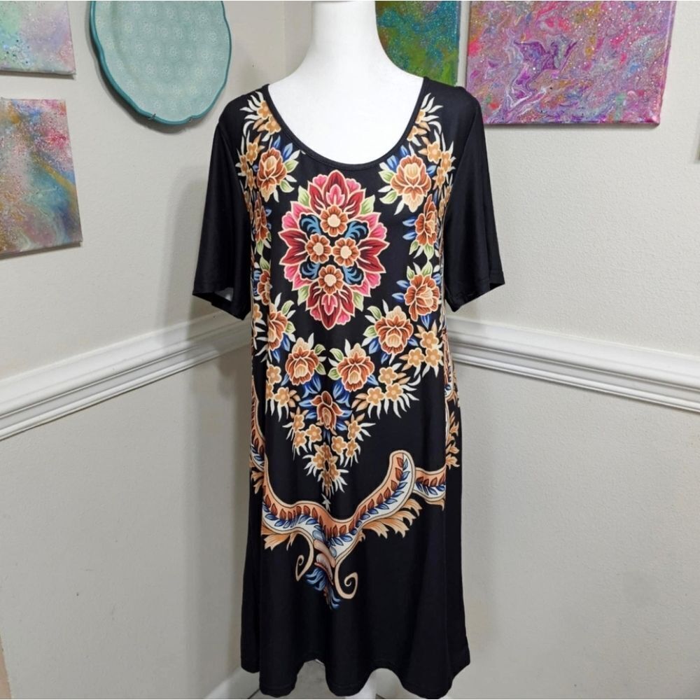 NWOT! Black Maxi Dress With Flowers